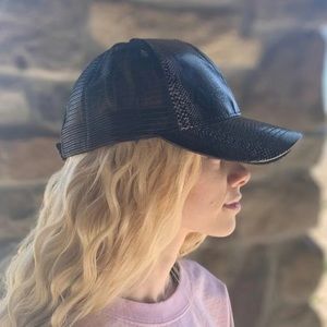 C.C Black Snakeskin PonyCap